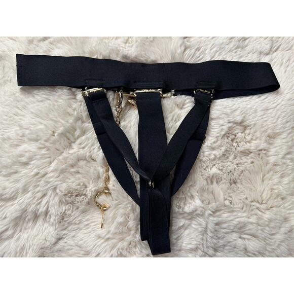 Honey Birdette CHASTITY🖤 Black Gold Lock Cheeky Brief Small - Picture 4 of 5